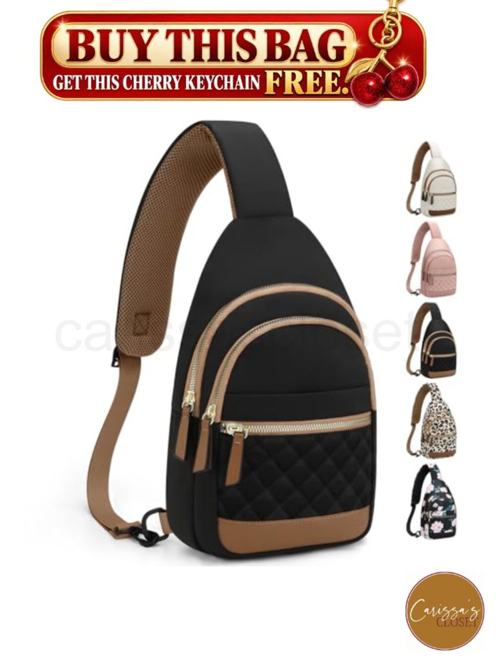 ✨ Waterproof Nylon Crossbody Sling Bag Fanny Pack 5-Pocket Lightweight